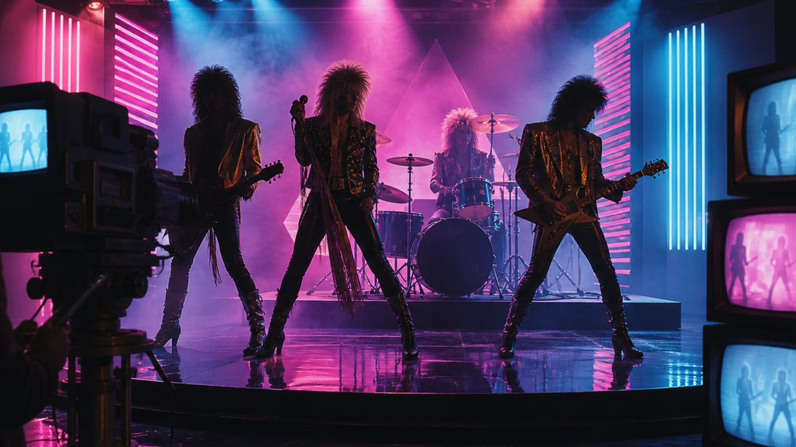 Snimanje raskošnog hair metal videospota u studiju
